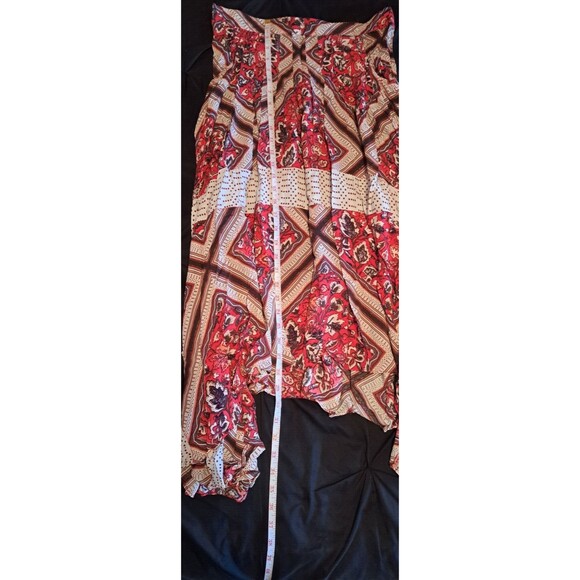 Free People Paradise Printed High-Low Maxi Boho Skirt Pimento Combo Red Size 10 - Picture 8 of 12